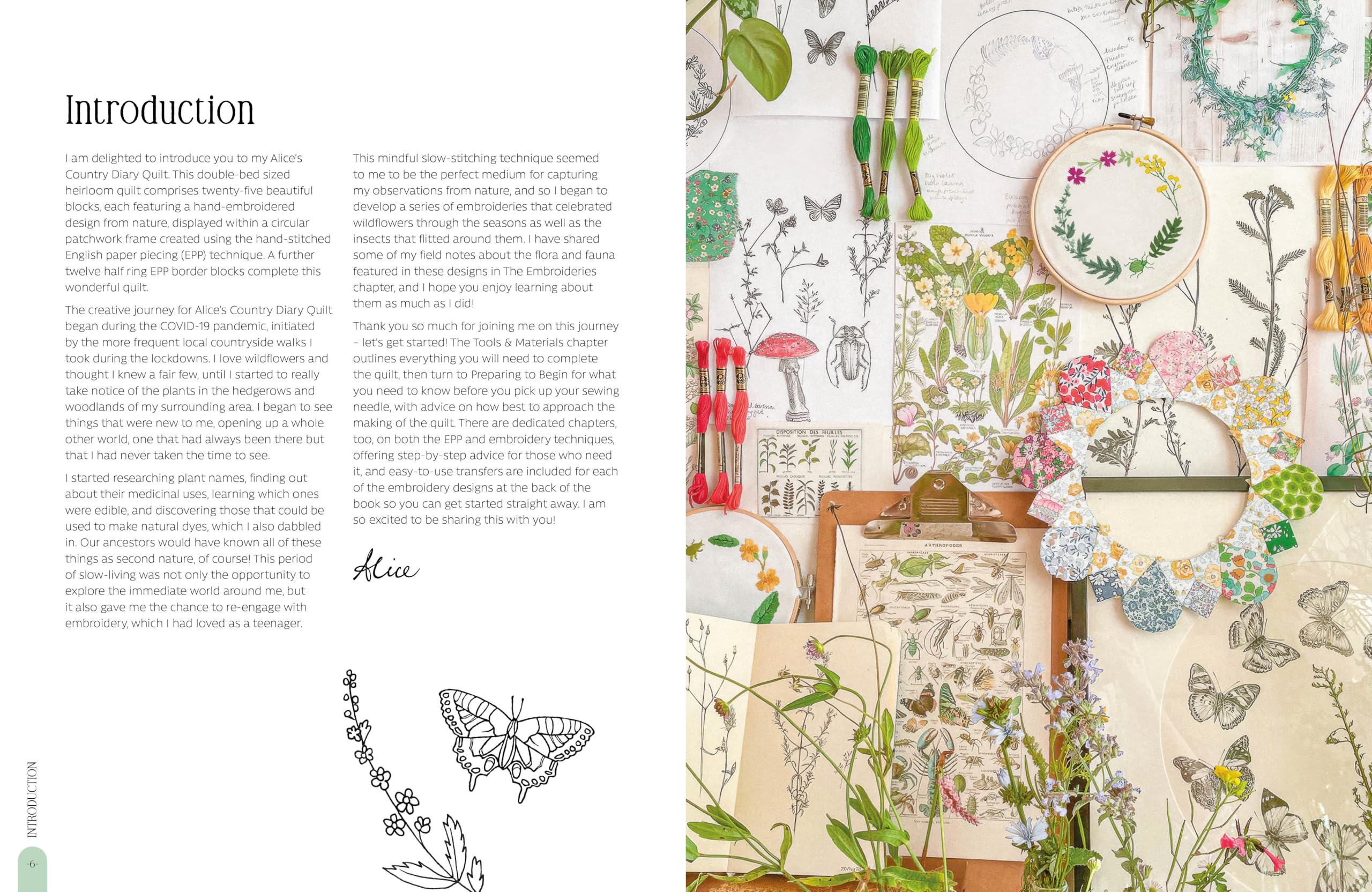 Alice's Country Diary Quilt: A Quilting Journey Through the Seasons With Epp, Applique and Hand Embroidery