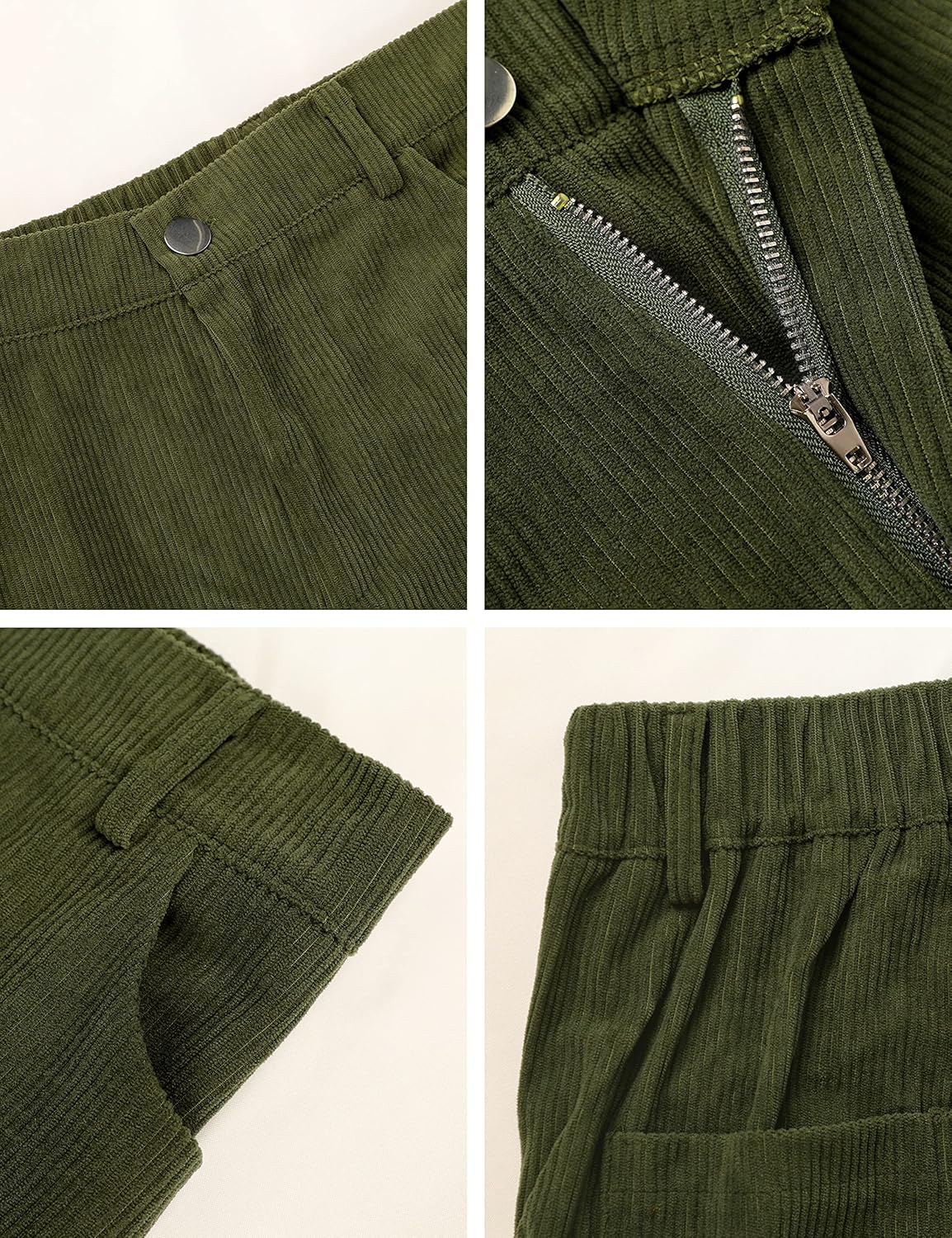 Himosyber Corduroy Pants for Women Wide Leg High Waist Loose Comfy Trousers with Pockets (ArmyGreen-L) - Image 6