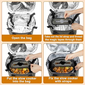 LUXJA Oval Insulated Slow Cooker Bag Compatible with 3 Quart CrockPot, Gray