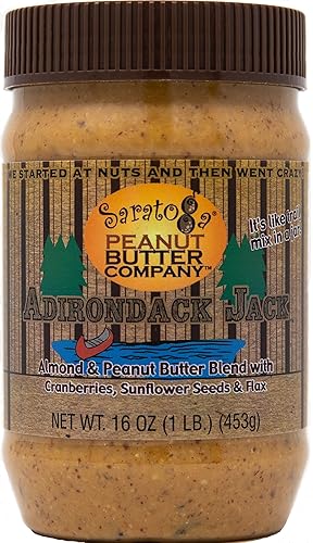 Miniatura 3 de Saratoga Peanut Butter Company Adirondack Jack - Mezcla de almendras y maní con arándanos, lino, canela, miel, semillas de girasol. Tarro de 16