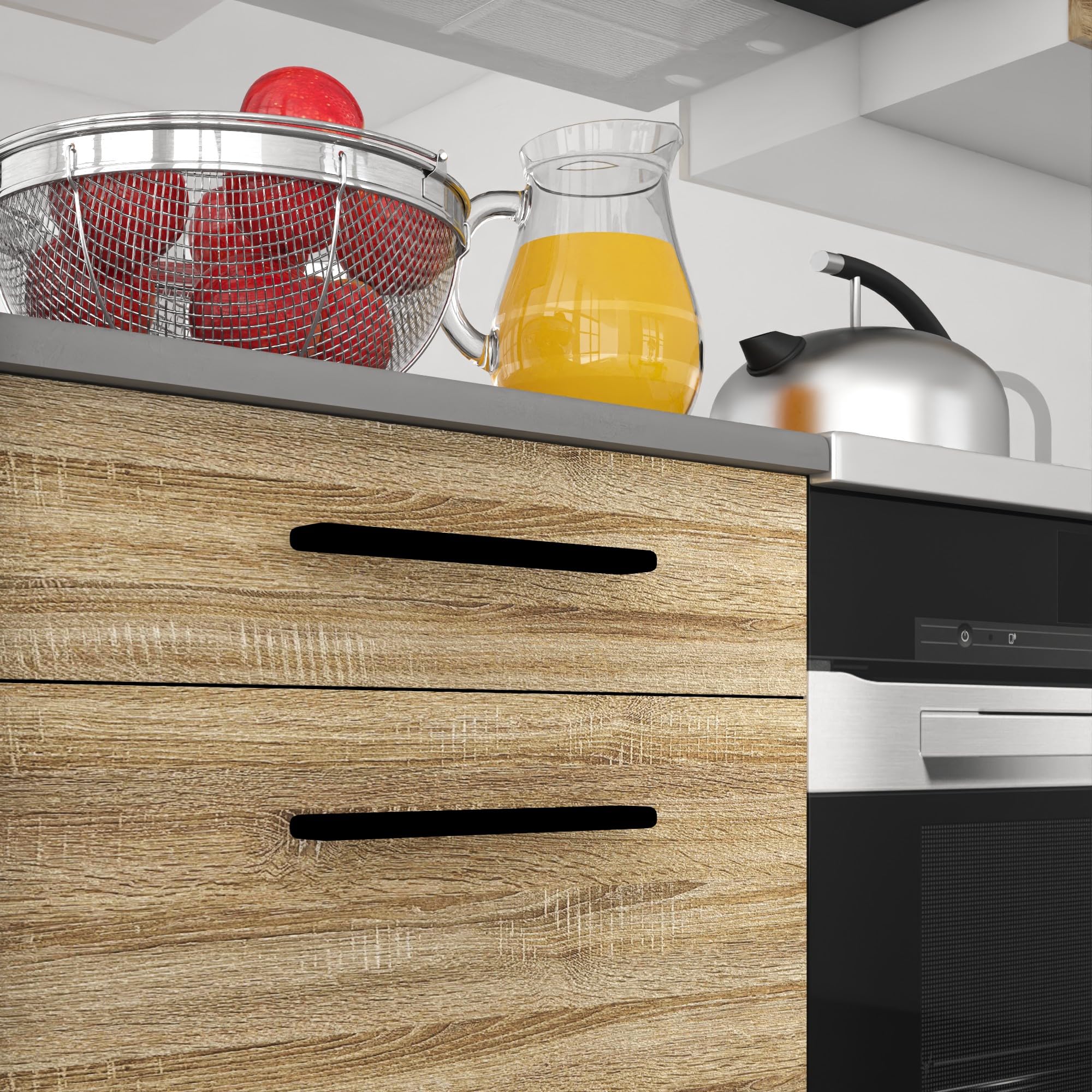 Belini Italia 3 Liniowa szafka kuchenna 320cm Dąb Sonoma | ECONATURA DECOR Liniowa szafka kuchenna, szafka, bez sprzętu AGD, z blatem roboczym
