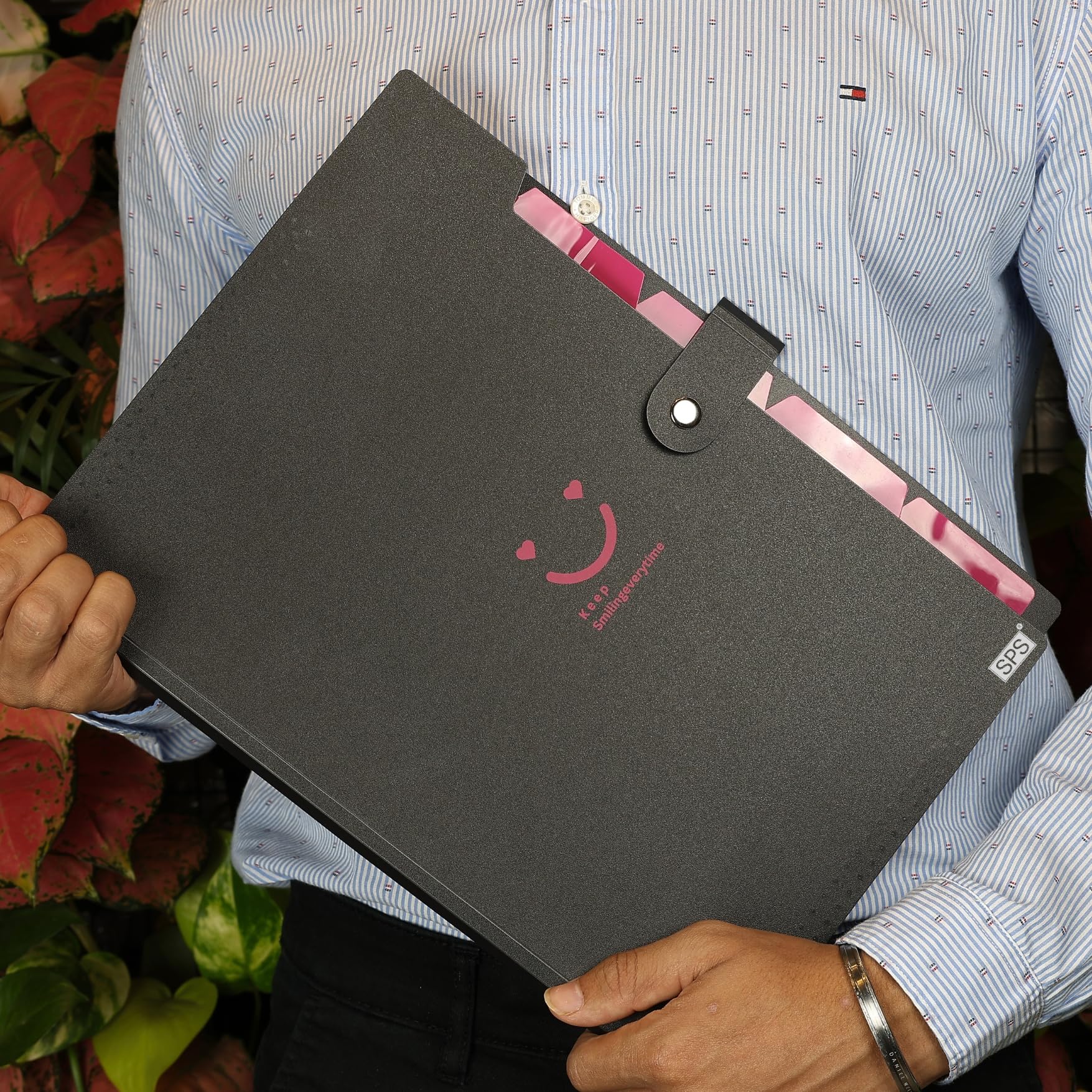 SPS Cartella portadocumenti espandibile con 5 tasche, design smile, adatta per documenti formato A4 e lettera, cartelle a fisarmonica, portadocumenti per ufficio, scuola e uso domestico (confezione da
