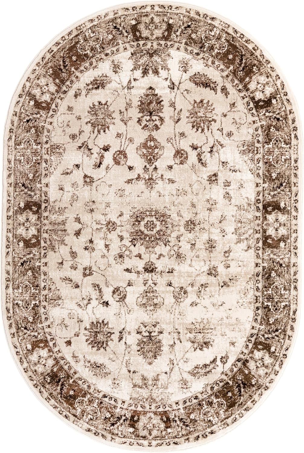 Unique Loom Rushmore Collection Area Rug - Lincoln (6' x 9' Oval, Cream/ Beige)
