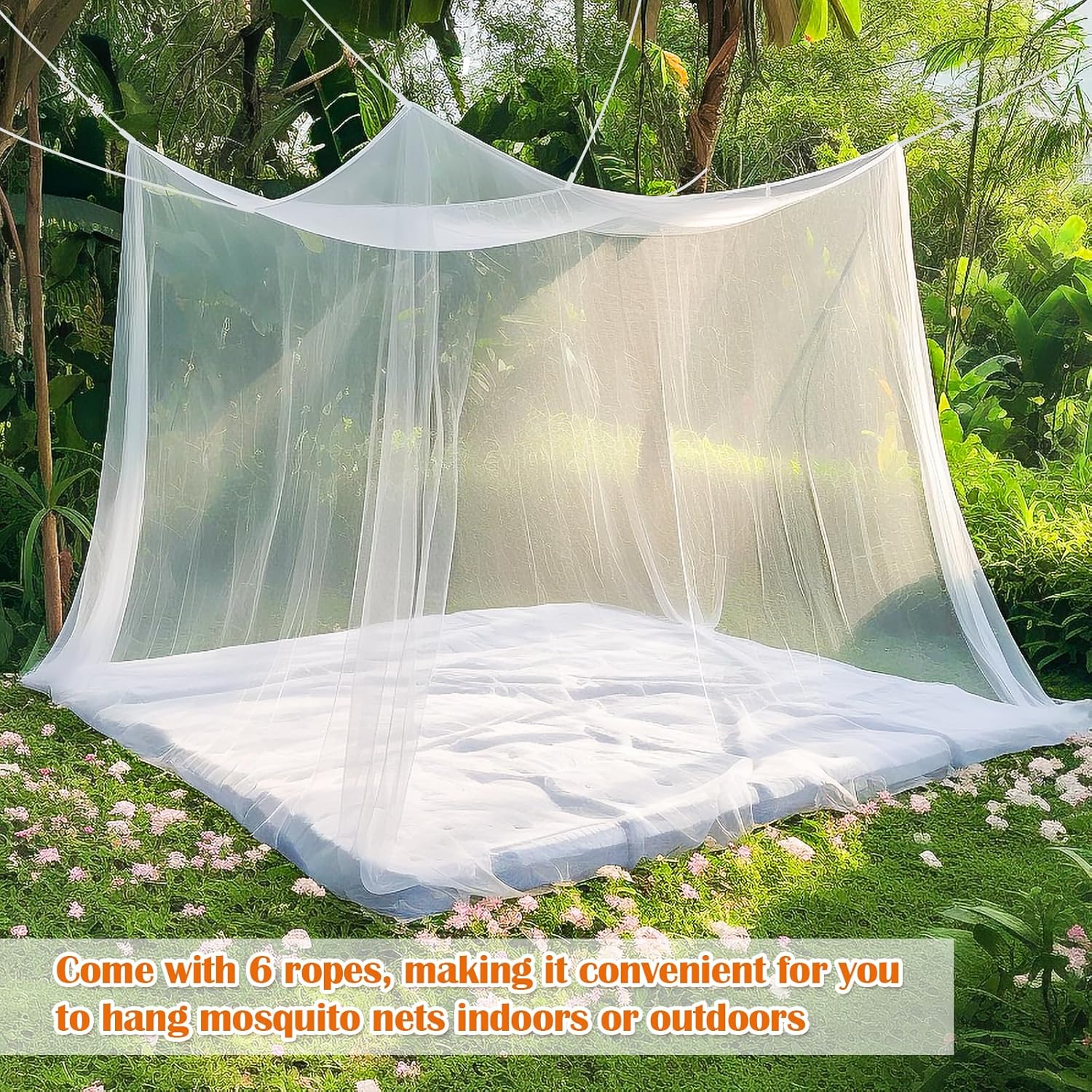 Sublaga Mosquito Net for Bed, Large White Bed Canopy for Girls, Hanging Bed Net, Ideal for Bedroom Decorative, Travel with Storage Bag (Camping Mosquito Net) SL0028