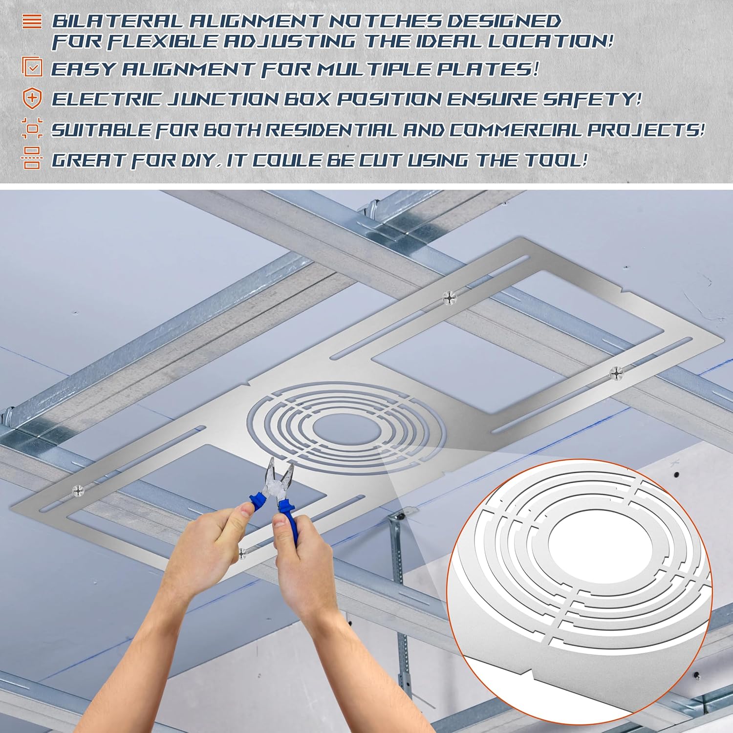New Construction Mounting Plate, 24PC, 2-3-3.75-4-5-6 Inch, LED Recessed Lighting Housing Plate for New Construction and Remodeling, Shallow Recessed Led Lighting Plate, Rough-in Wafer Light Bracket