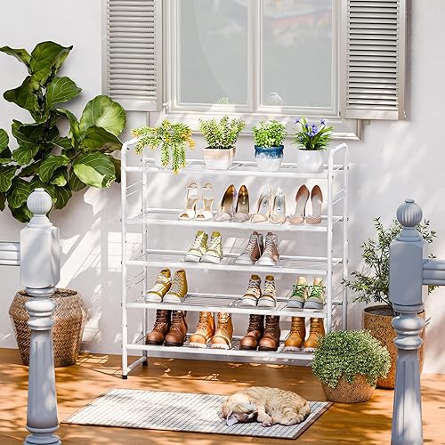 Miniatura 2 de SUFAUY Zapatero de 5 niveles, estante apilable para zapatos, organizador de almacenamiento para armario de entrada, capacidad extragrande, rejilla