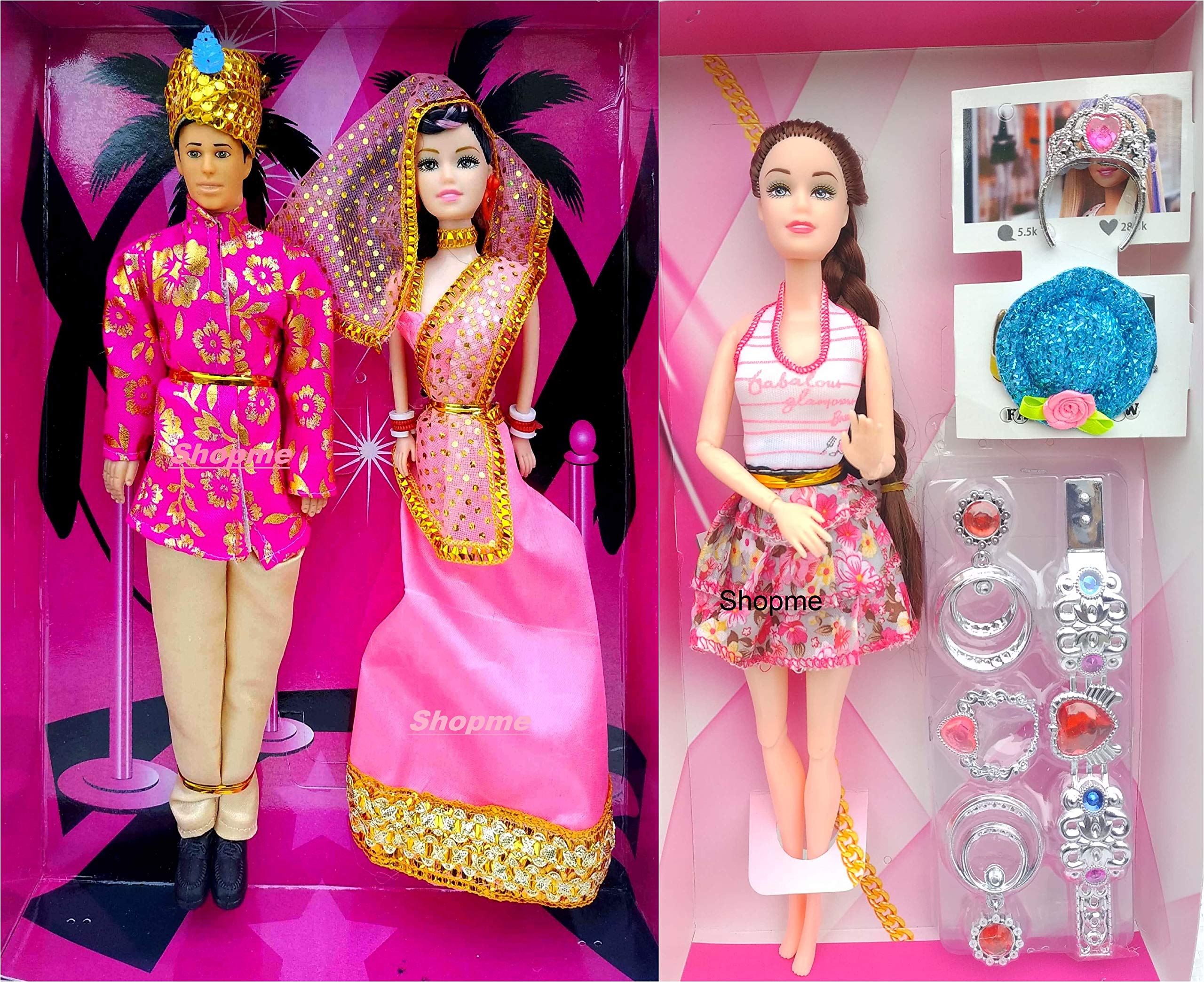 Shopme store Doll Combo Pack Of 2 Movable Doll Fashion Doll Toys For Baby Kids Dolls House Collection|Beautiful Doll Toy For Girls Sets Of Wedding&Fashion Doll Accessories (Wedding Doll Sparkle Doll) (B08V9G39VF) Amazon Price History, Amazon Price Tracker