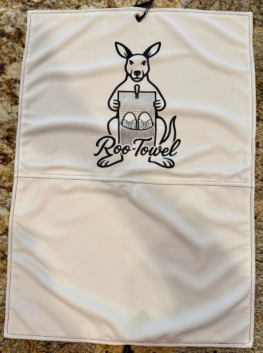 Golf Towel with Shoe Pouch - Waffle Weave Micro Fiber, S Carabiner Cleans Clubs & Carries Shoes - Perfect Golf Fit