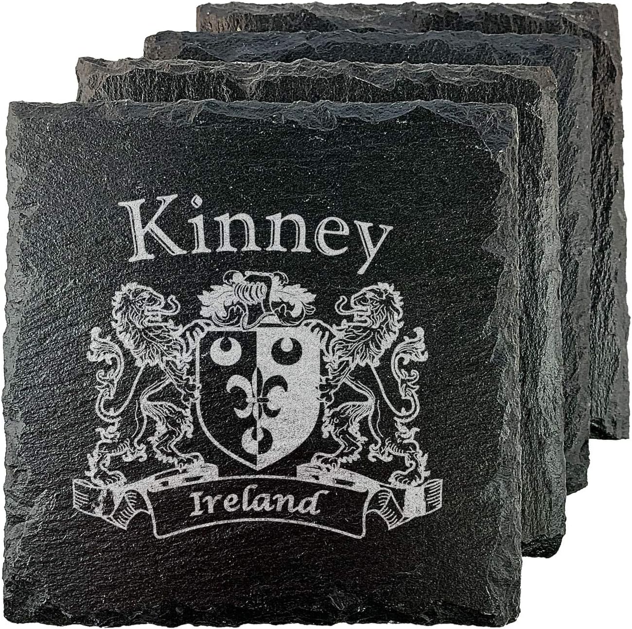 Kinney Irish Coat of Arms Slate Coasters - Set of 4