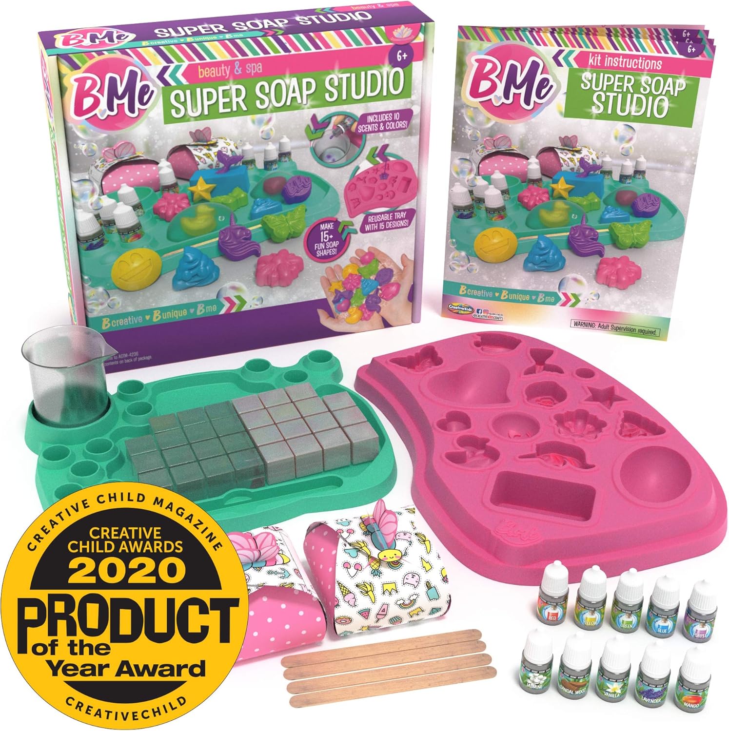 B Me Beginner Soap Making Craft Kits for Kids Girls Ages 6+ | Make 15+ Soap Shapes with 5 Different Scents | Make Your Own Soap Science Kits Toys Gifts
