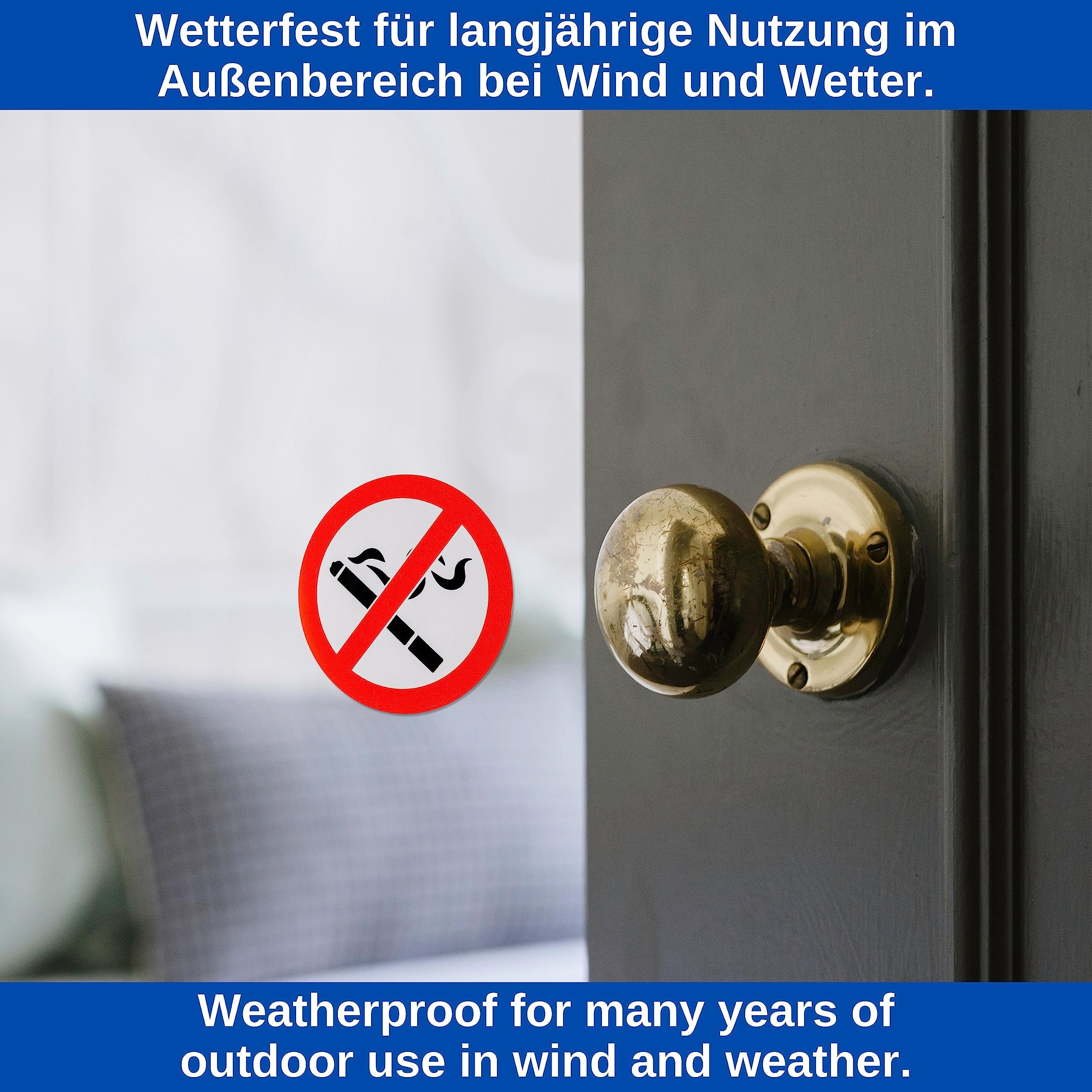 5 Stück Rauchen Verboten Aufkleber – 10 Cm Rund, Selbstklebend, UV-beständig, Mit Schutzlaminat