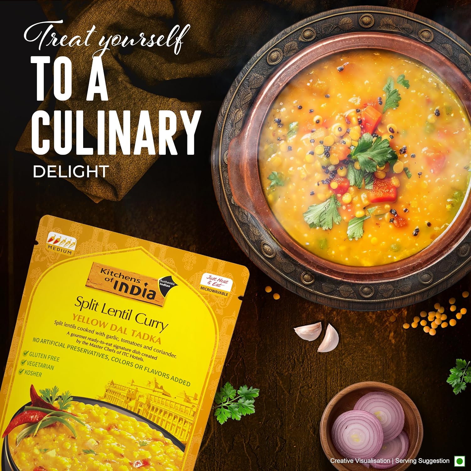 Kitchens Of India Ready To Eat Yellow Dal Tadka, Split Lentil Curry, 10-Ounce Boxes (Pack of 6)