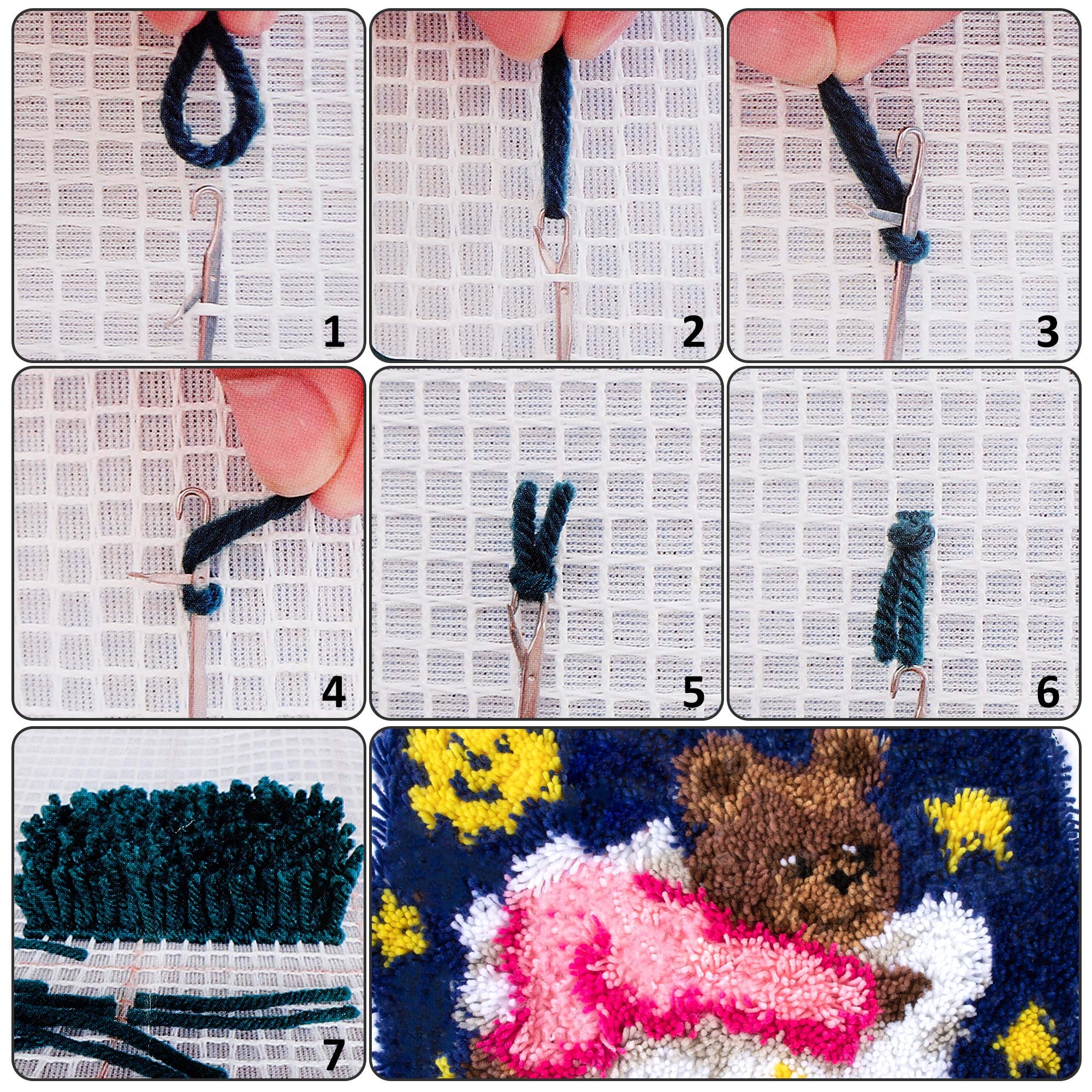 HOLEMZ Kit Gancio di Chiusura Tappeto Modello Animale del Orso Tappeto da Ricamo Fai da Te Fare Decorazioni per la Casa 19.4 inch X 14.9 inch