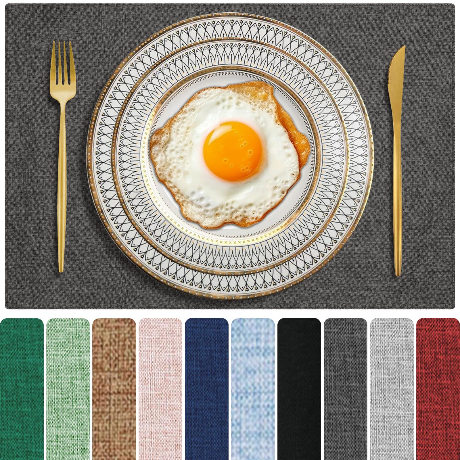 Sets de table en tissu pour repas de famille coton lin lavables