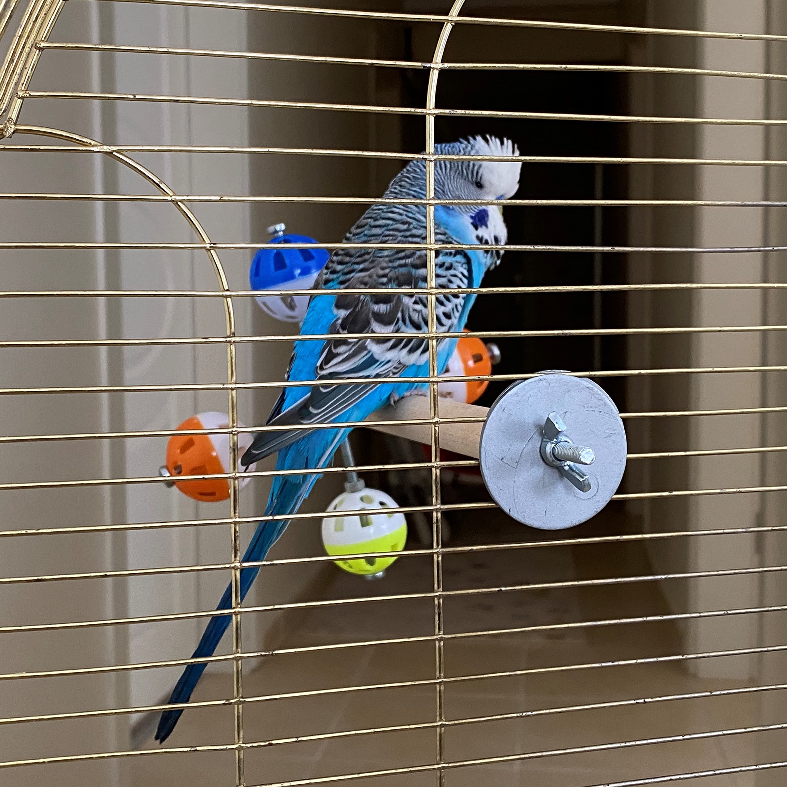 PERSONALIZED Perch Toy with Rotating Balls for Birds, Budgies, Budgerigars, Parakeets, Parrots, Cockatiels, Parrotlets, Lovebirds, Ringnecks, Conures