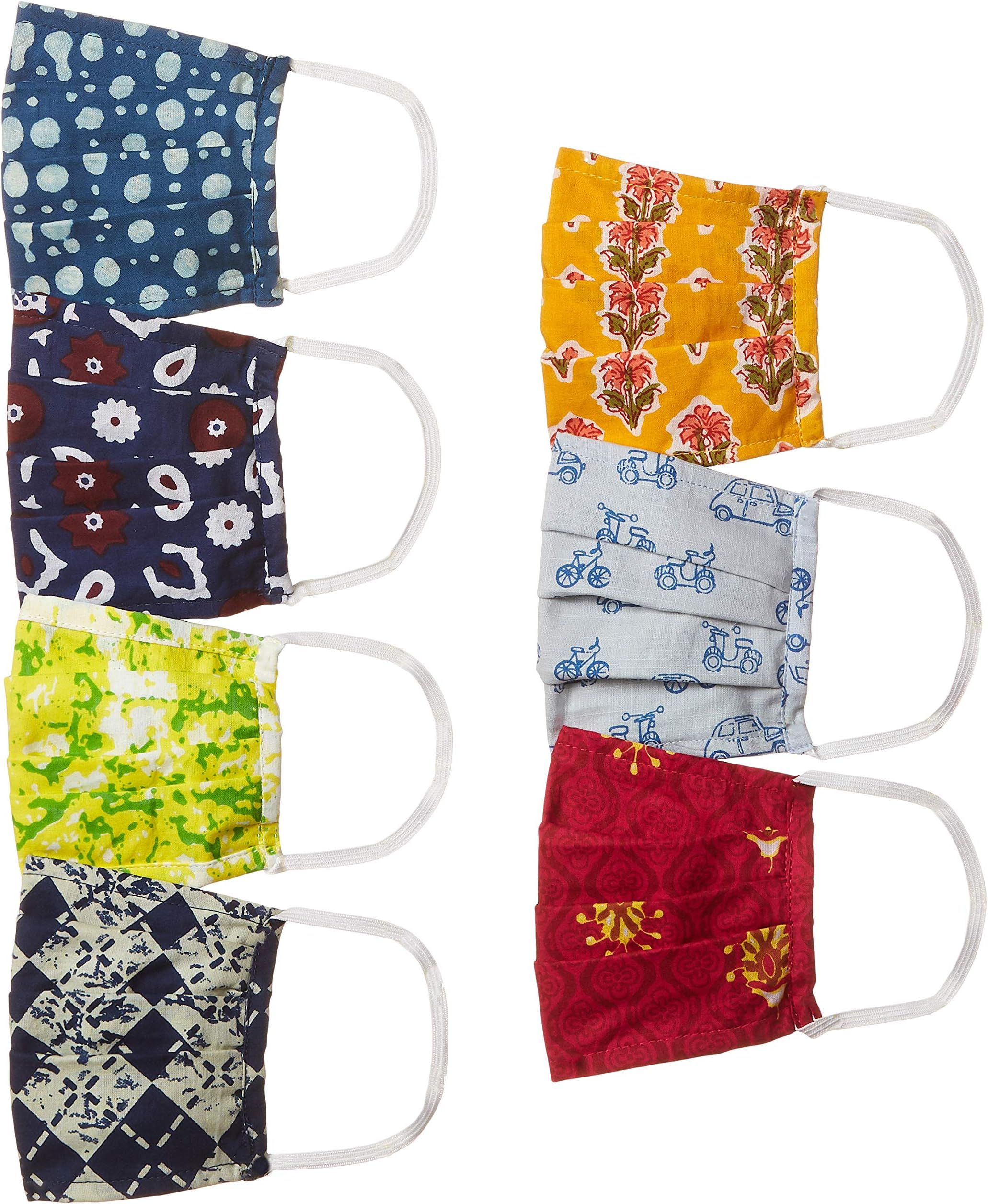 Ayukta Women's Cotton Anti-Microbial Reusable Face Mask (Pack of 7) (AYUMSK08_Multicolor_7 Count (Pack of 1))