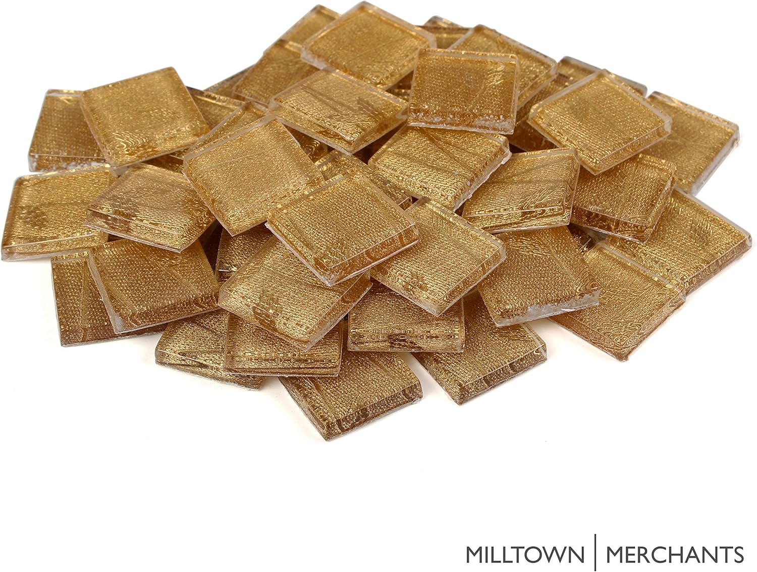 Milltown Merchants™ ¾ Inch (20mm) Gold Van Gogh Mosaic Tile - Bamboo Pattern Glass Mosaic Tiles - 3 Pound (48 oz) Bulk Crystal Tiles Assortment for Backsplash, Murals, and Mosaics