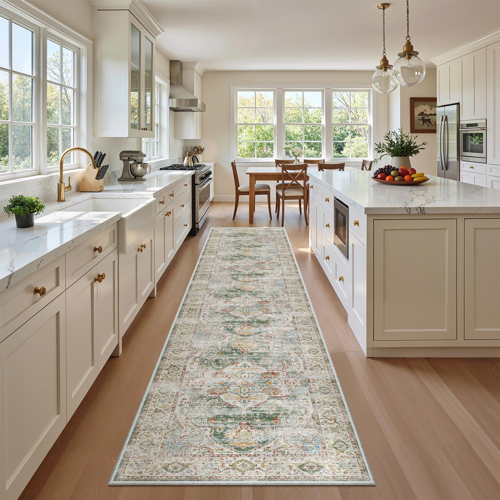 Madane Runner Rugs for Hallway 2x10 Long Washable Non-Slip Hallway Runner Rug Low-Pile Stair Kitchen Runner Soft Throw Carpet for Entrance Living