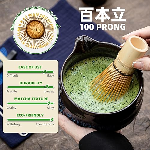 Miniatura 4 de TEANAGOO Juego de batidor de matcha, juego de 7 piezas de matcha azul, kit de matcha para ceremonia, juego de té matcha para hacer desayunocafé,