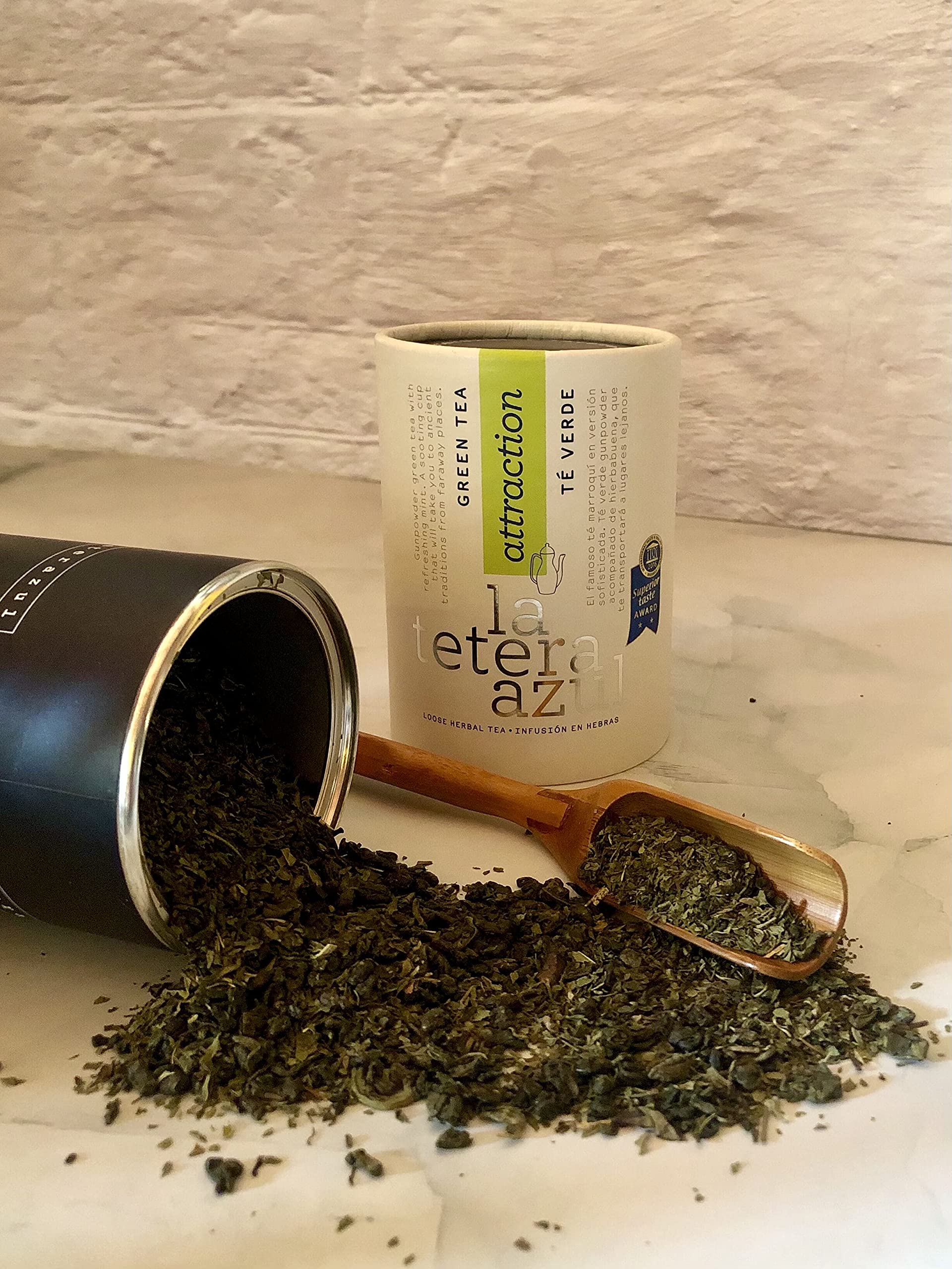 LA TETERA AZUL Té Verde Premium Gunpowder Con Hierbabuena. Té Verde Árabe Moruno Marroquí. Bote A Granel De 170 Gramos Para 68 Infusiones. — view 2