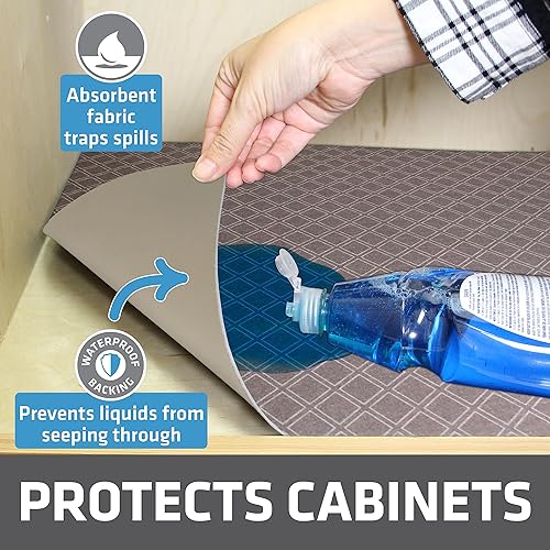 Miniatura 2 de Drymate Tapete XL para debajo del fregadero, tapetes impermeables de protección para gabinetes de cocina y baño, forros absorbentes para estantes,