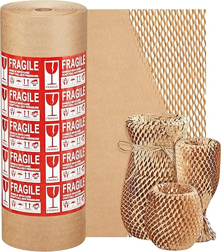 Miniatura 10 de JARLINK Papel de embalaje de panal de abeja, envoltura de embalaje de burbujas de 15 x 131 pies para embalajeenvíomudanza, rollo de papel de