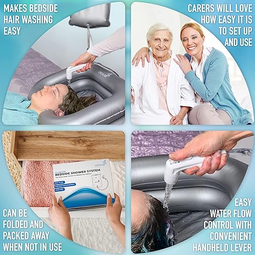Miniatura 6 de Paquete de lavabo inflable para lavar el cabello y bolsa de ducha para facilitar el lavado del cabello en la cama. Ideal para postrados en cama y