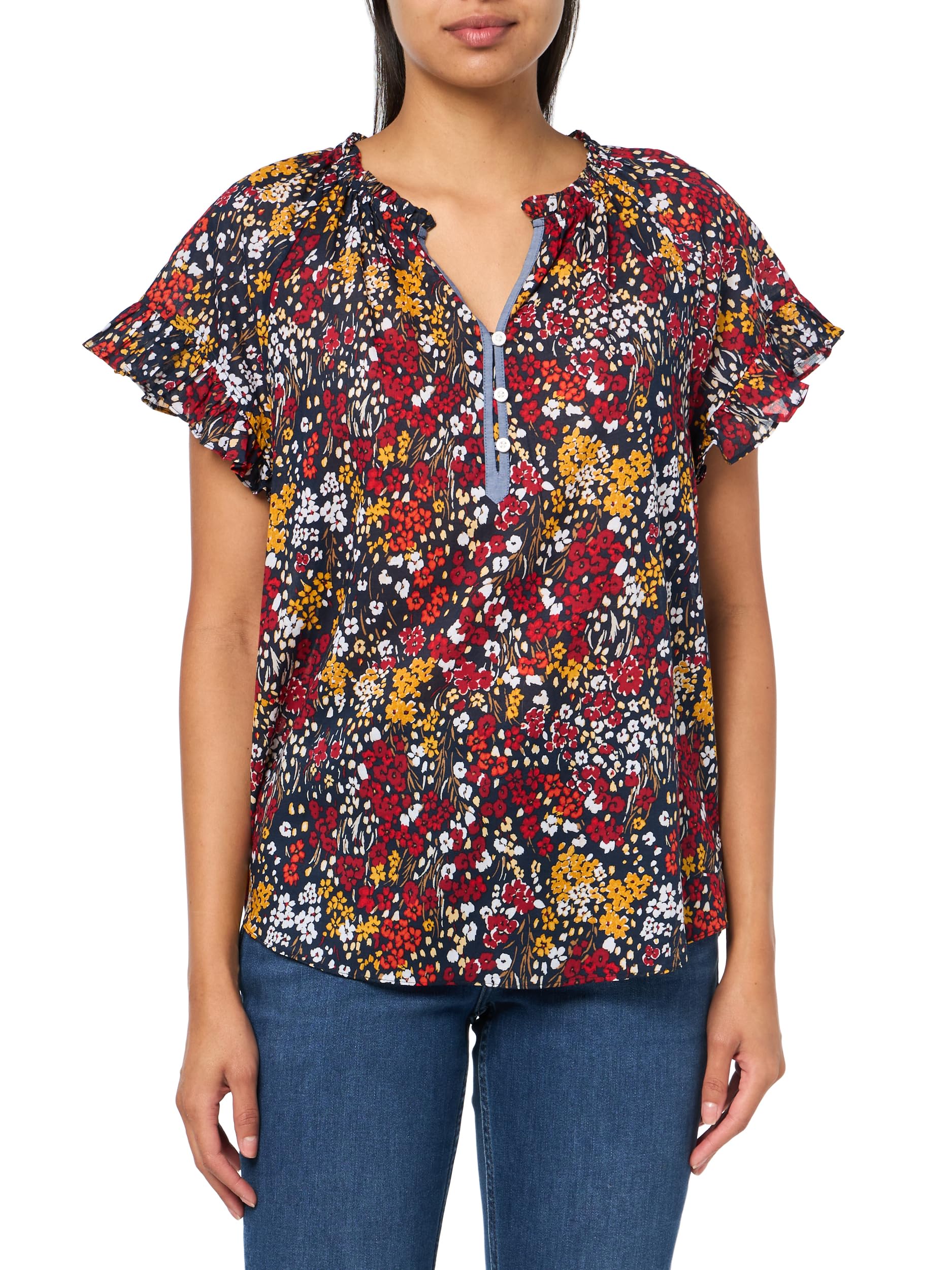 Tommy Hilfiger Ruffle Sleeve Short Sleeve Blouse Camicetta a Maniche Corte con Volant Donna