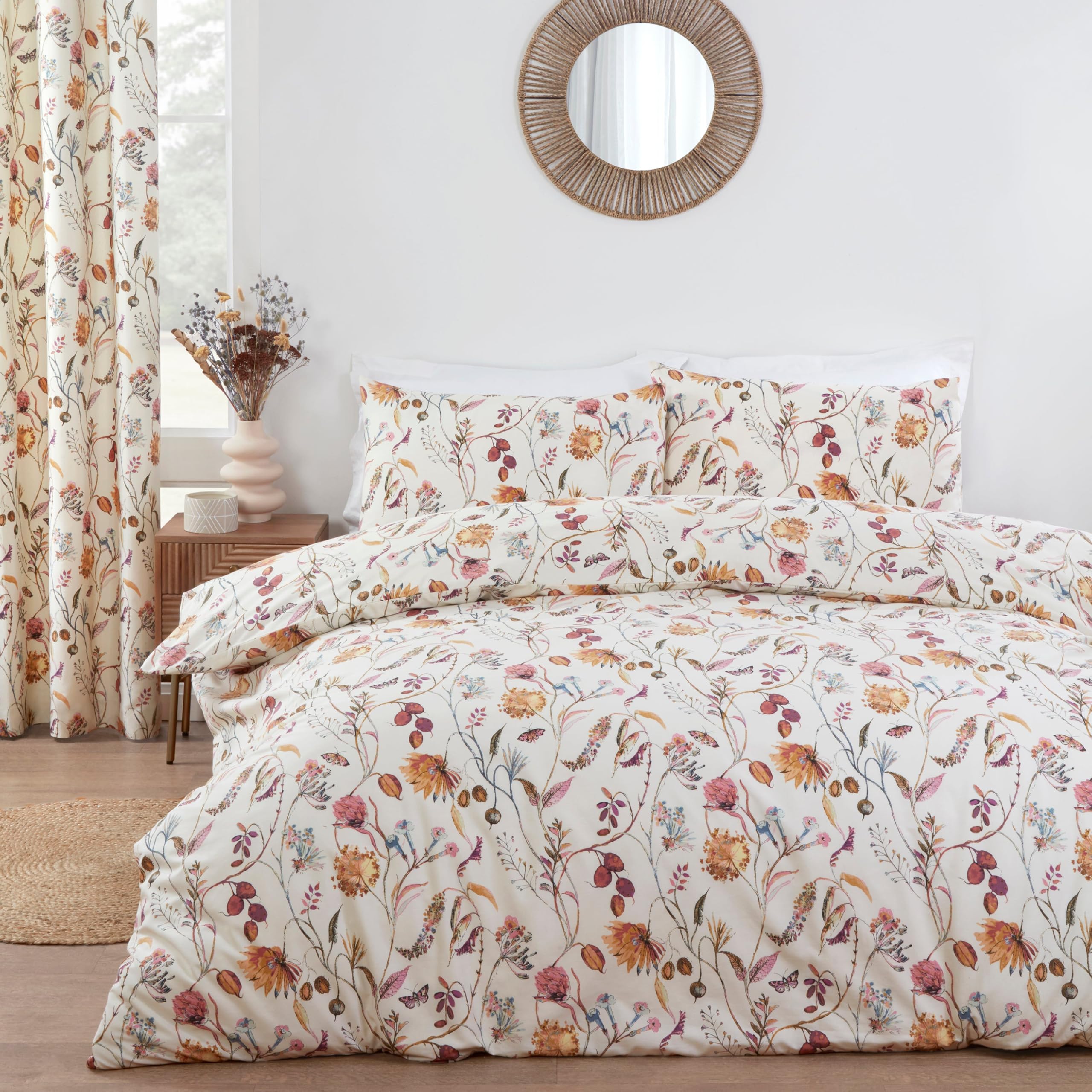Freyamy Grün Blumen Bettwäsche-Sets 135x200 4tlg,Grün Floral Bettwäsche,Botanisch Aesthetic Weich Wende Bettwäsche Gewaschene Mikrofaser 2 Bettbezug mit Reißverschluss und 2 Kissenbezüge 80x80cm