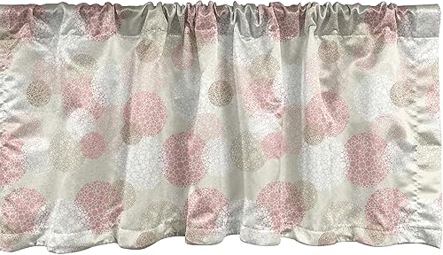 Miniatura 7 de Lunarable Cenefa de ventana abstracta contemporánea, líneas irregulares monocromáticas y nodos patrón curvilíneo, cenefa de cortina para decoración