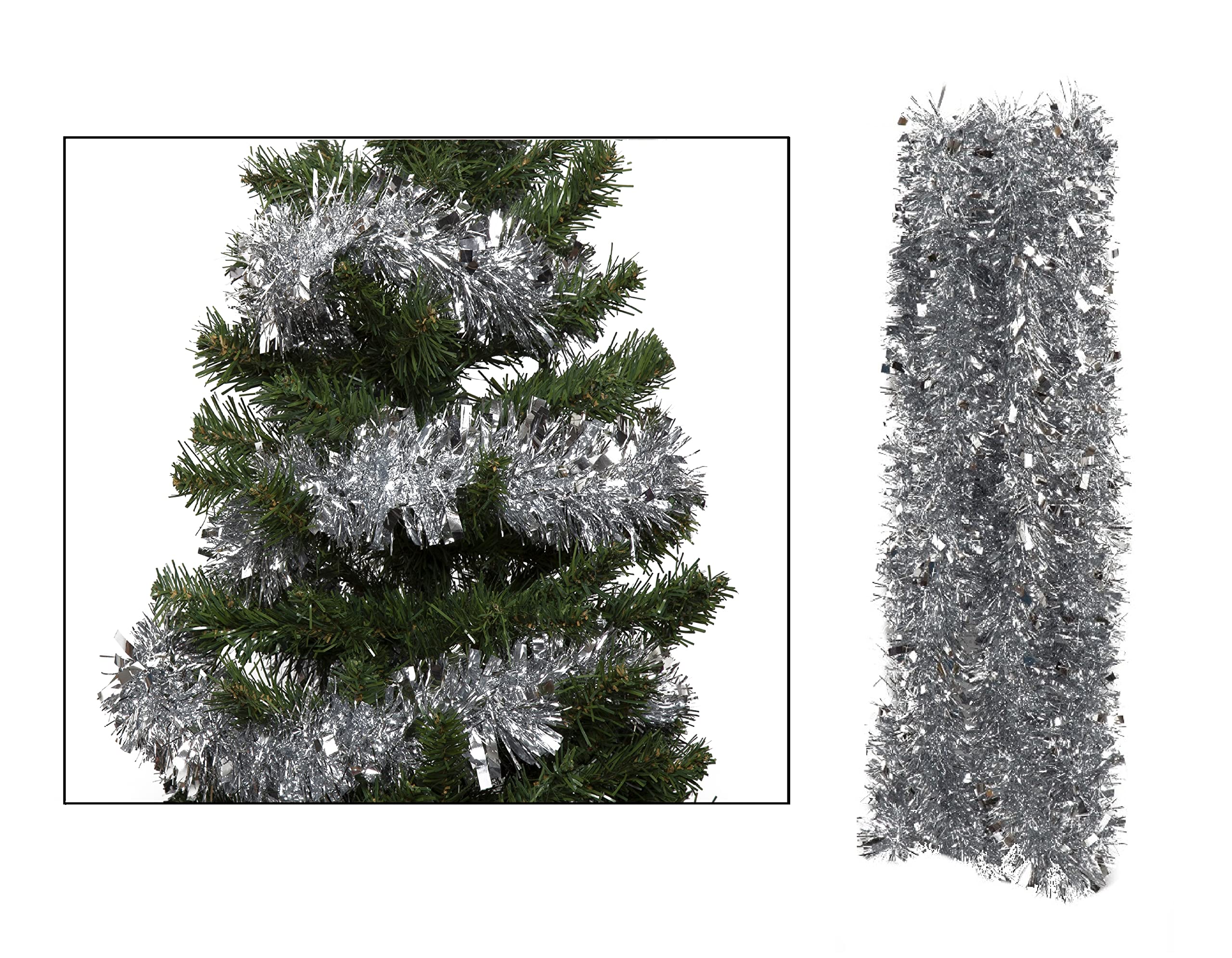 Simply Products Silver 4M Chunky/Fine Cut Christmas Tinsel Garland Decoration (Silver)
