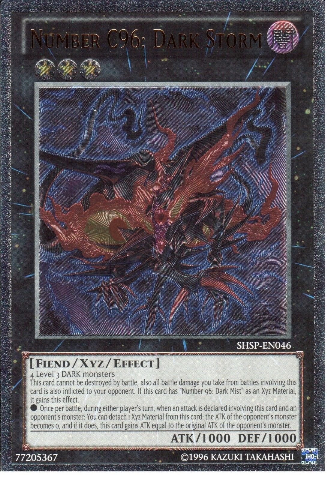 YU-GI-OH! YuGiOh : SHSP-EN046 Number C96: Dark Storm Ultimate Rare Card - (Shadow Specters Unlimited Edition Single Card)