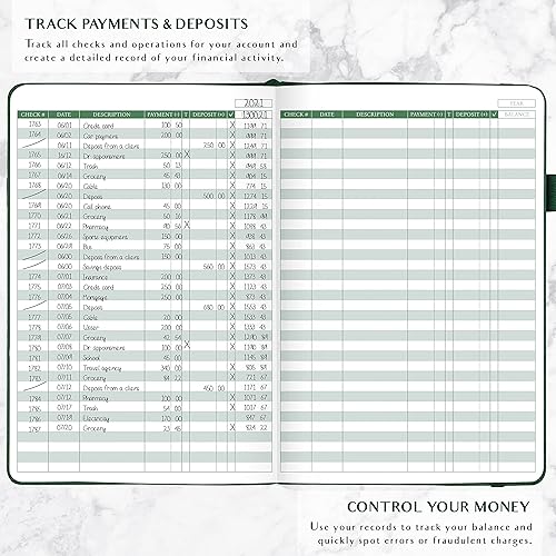 Miniatura 3 de Legend Planner Libro de registro de cheques - Libro contable para pequeñas empresas y uso personal - Registro de chequera para rastrear