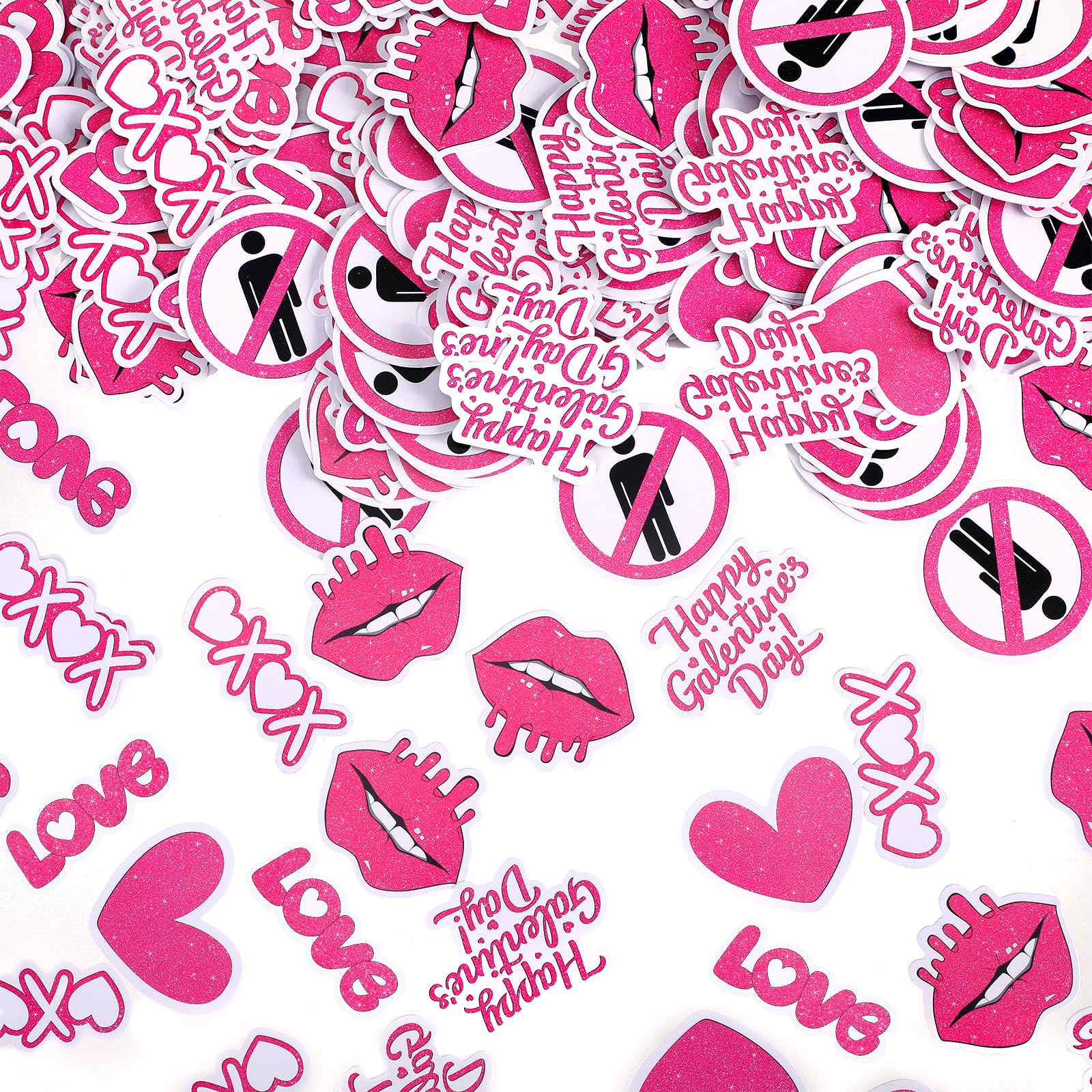Glenmal360 Pcs Heart Confetti Lips Galentine's Day Confetti Festival Table Confetti for Ladies Girls Galentine's Day Party Decorations Photo Prop Festival Theme Party Supplies Birthday Bridal Shower
