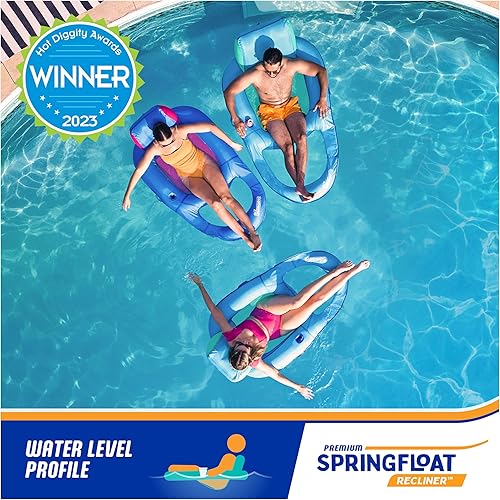 Miniatura 5 de SwimWays Spring Float - Tumbona reclinable prémium para piscina con válvula hiperplana, flotador inflable para piscina