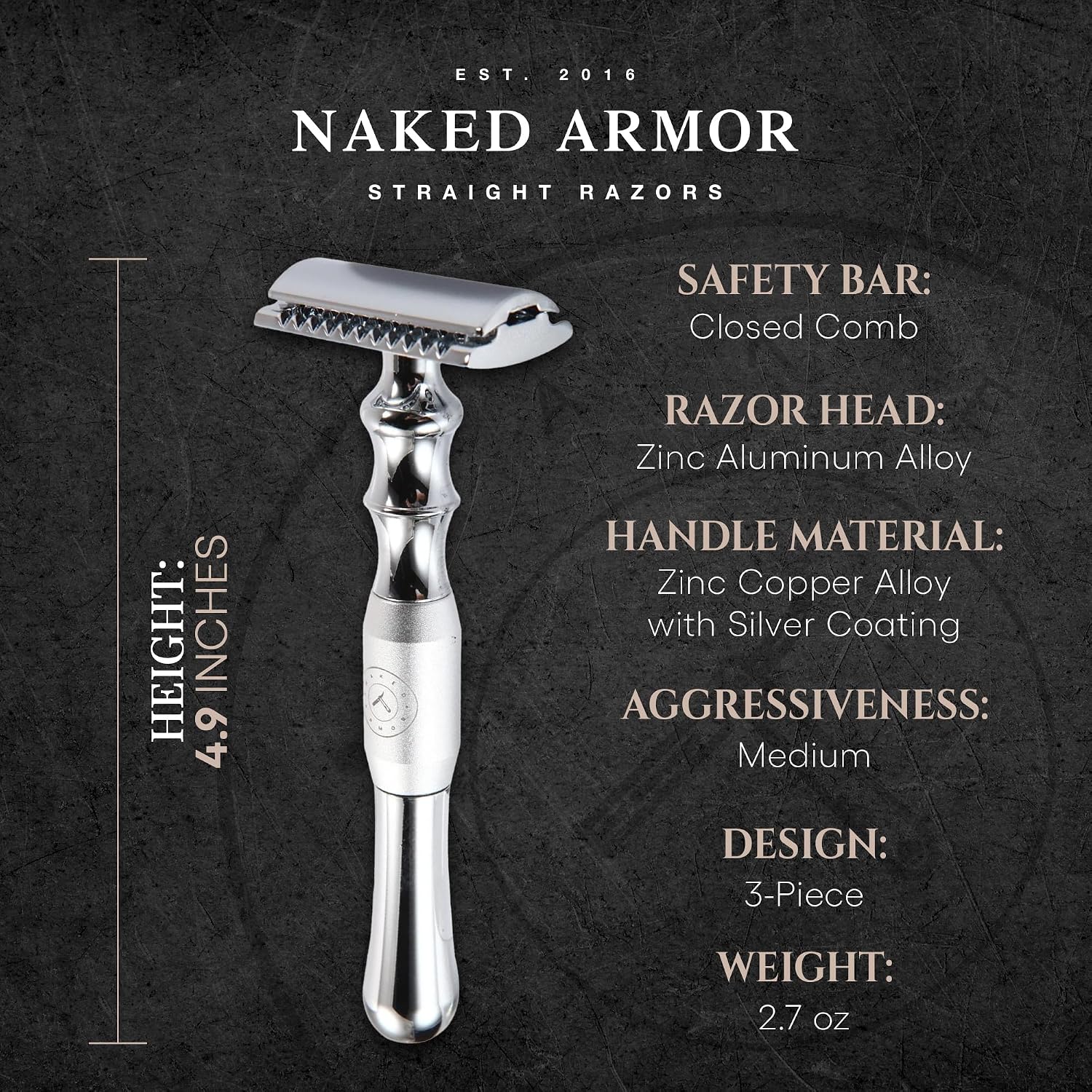 Naked Armor Bleoberis Safety Razor Kit, Men’s Closed Comb Double Edge Set image 3