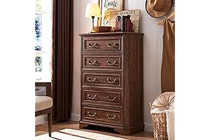 T4TREAM 5-Drawer Wood Chest of Drawers: Rustic Charm Meets Functionality