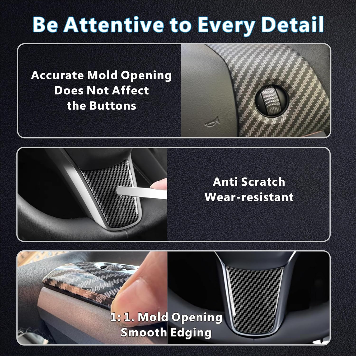 for Tesla 2017-2023 Model 3 and 2020-2024 Model Y Steering Wheel Cover Trim Interior Decoration Protection Accessories(Red) - Image 2