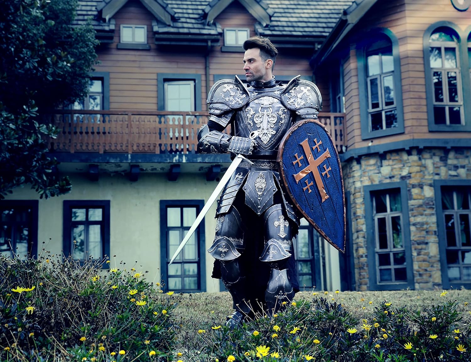 LOOYAR PU Foam Middle Ages Medieval PU Foam Arming Knightly Sword Weapon Toy for Knight Soldier Warrior Costume Battle Play Halloween Cosplay LARP