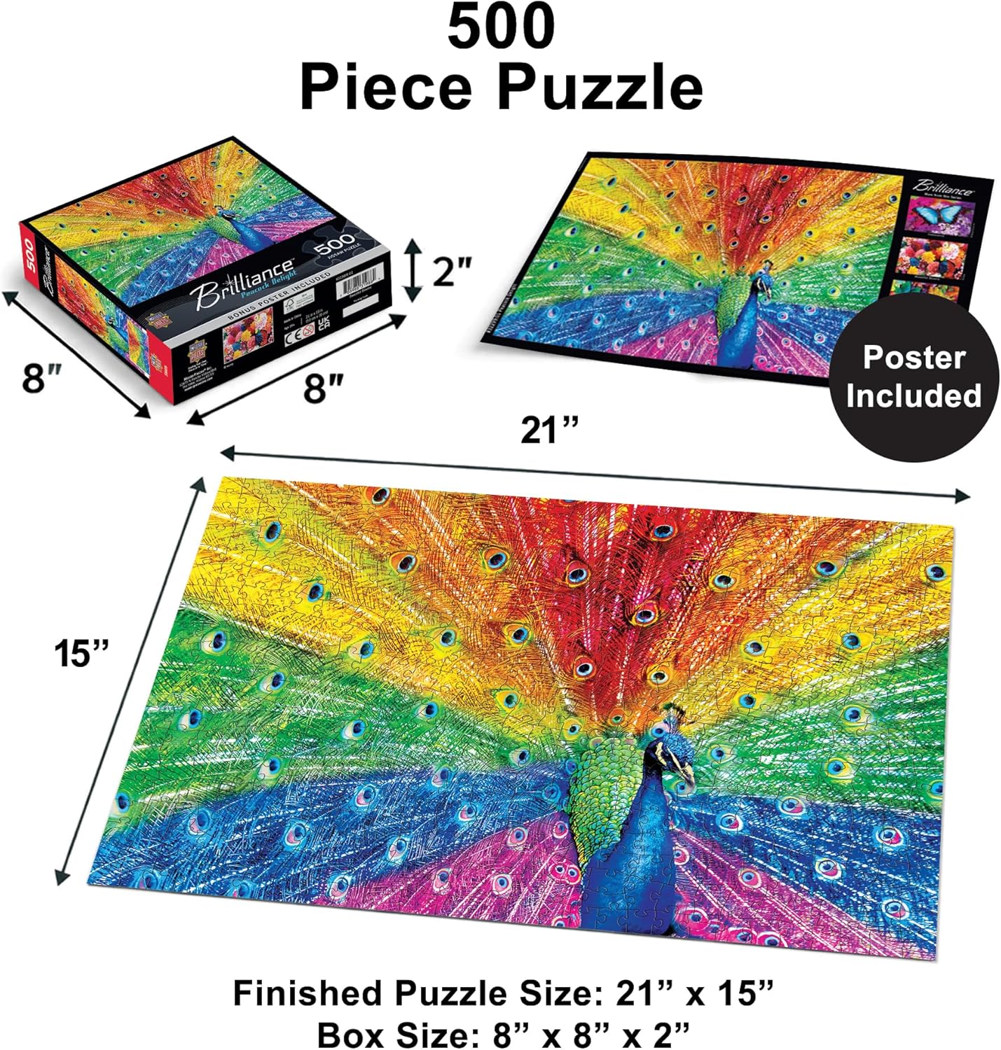 Baby Fanatics MasterPieces 550 Piece Jigsaw Puzzle for Adults, Family Or Kids - Peacock Delight - 18"x24"