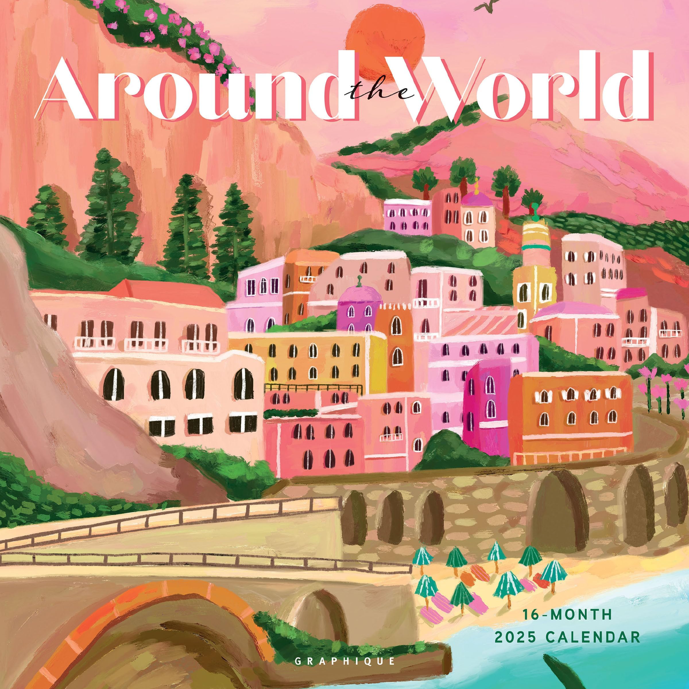 Graphique 2025 Around The World Wall Calendar | 12” x 12” | Thick Paper | Home & Office Organizer | Large Monthly Grid | 3 Languages & Marked Holidays | 4 Month Preview Page for 2026