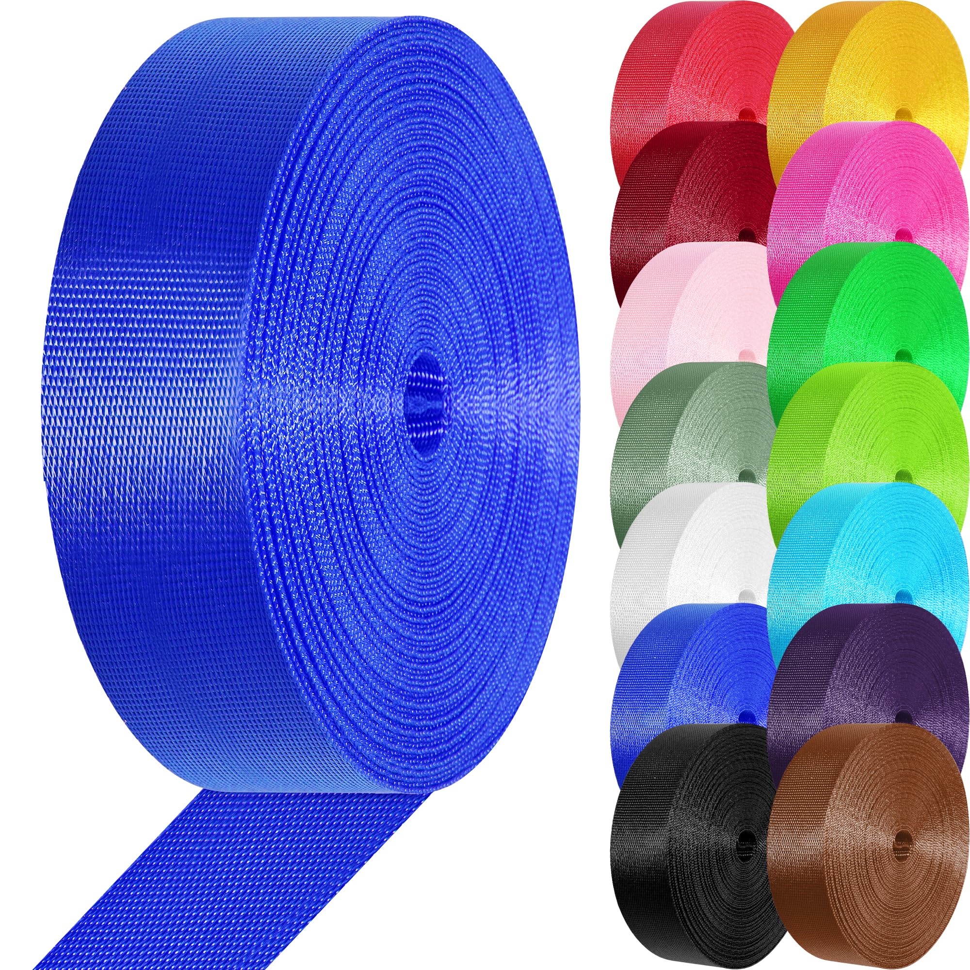 YOGHAVRS Nylon Webbing 1 inch 1.5 inch Nylon Strap Webbing Straps, 3.3 10 25 50 Yards Webbing Strapping for Bags/Lawn Chair/Climbing Outdoors Crafting