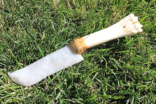 8-34" long Arkansas Novaculite Knife Blade Hafted on Deer Antler handle with Imitation Sinew Great Wiccan Neck Knife wMetaphysical PropertiesLetter