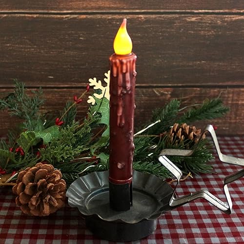 Miniatura 4 de CVHOMEDECO. Velas de cera real sumergidas a mano, funciona con pilas, temporizador, velas rústicas primitivas sin llama, 6-34 pulgadas, borgoña, 6