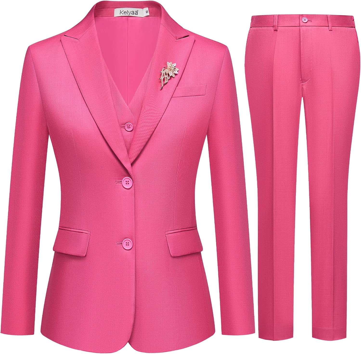 Women's 3 Pieces Suit Lady's 2 Buttons Business Casual Office Outfits Slim Fit Blazer Jacket Vest Pants Set