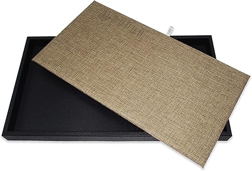 CuteBox Bandeja de plástico negro con almohadilla de arpillera para minoristas, mercancías, joyas, exhibición, organización, almacenamiento, uso