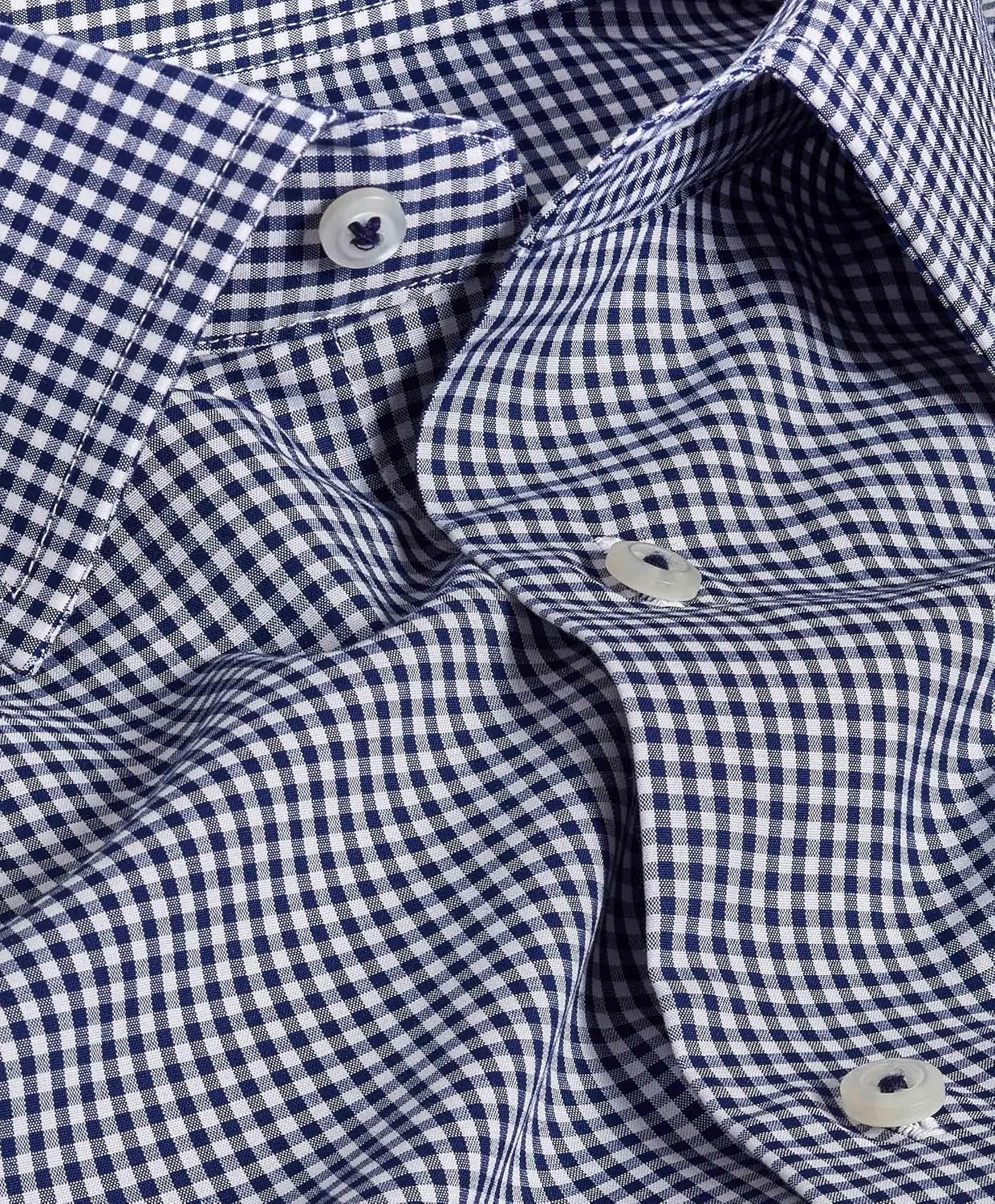 David Donahue Men's Trim Fit 100% Cotton Gingham Dress Shirt - Image 2