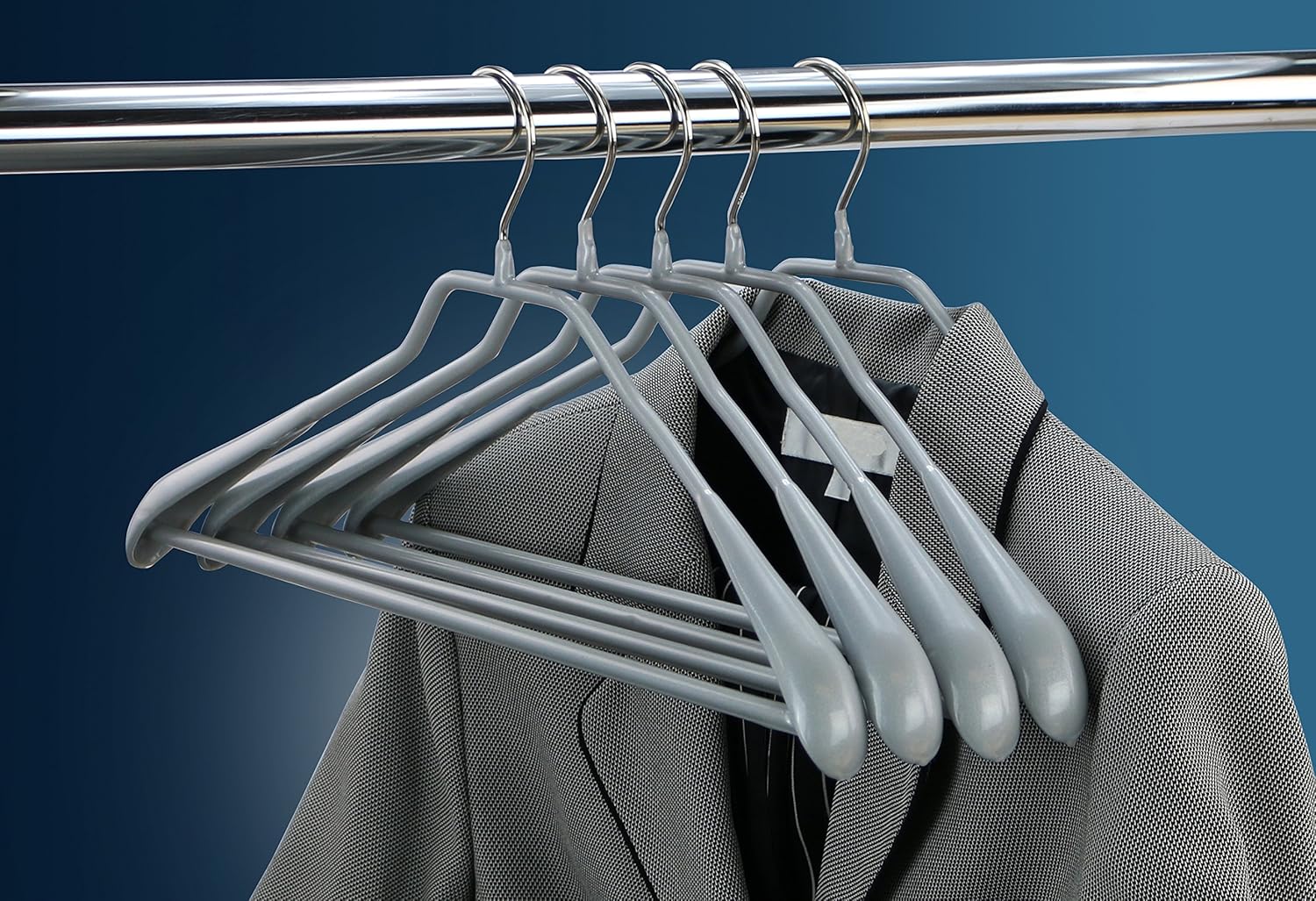 Mawa by Reston Lloyd BodyForm Series Non-Slip Space-Saving Clothes Hanger with Bar For Pants, 16 1/2", Style 42/LS, Set of 5, Silver
