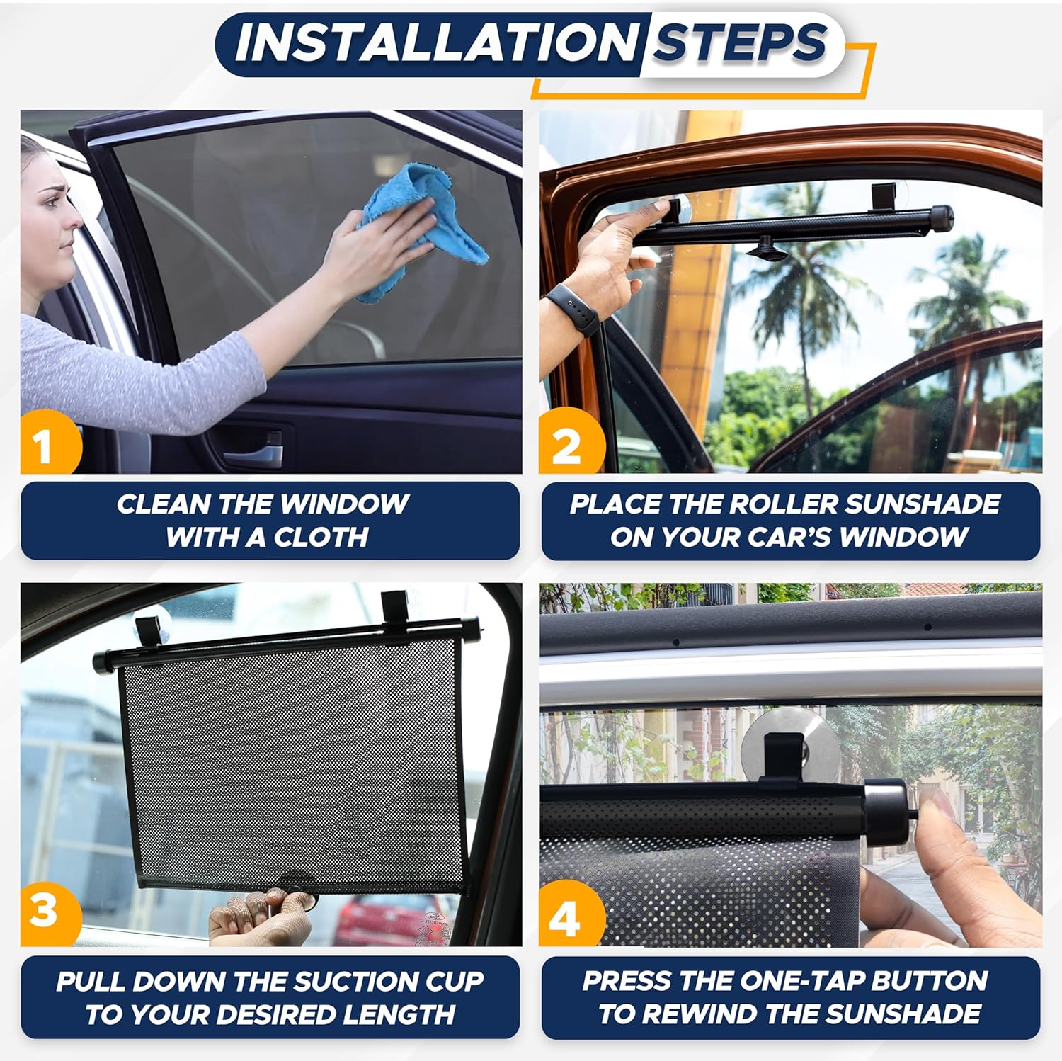 EcoNour Car Window Shades for Baby (2 Pack) - Upgraded | Shades for Side Window | Comes with Enhanced Suction Cups & Large Clips for Durability | Baby Car Accessories (15" x 17")