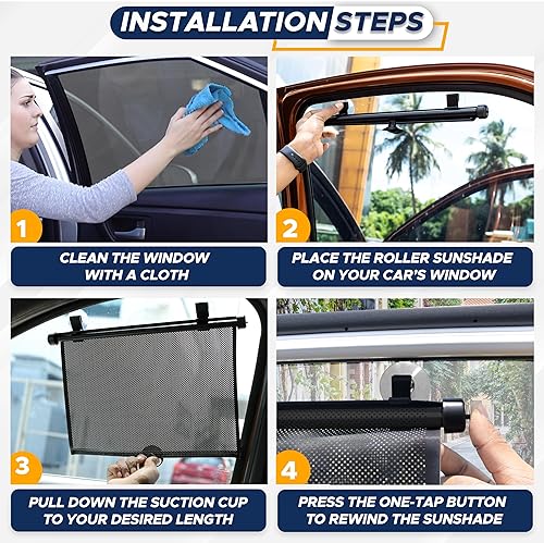 Miniatura 3 de EcoNour Persianas de ventana de coche para bebé (paquete de 2)  Actualizadas  Persianas para ventana lateral  Viene con ventosas mejoradas y clips